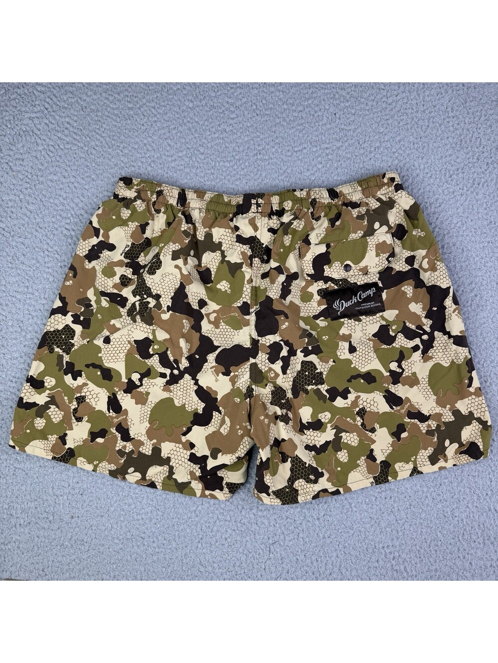 Duck Camp Scout Shorts Mens Sz M 5” Inseam Brown Camo Lined Drawstring WT100